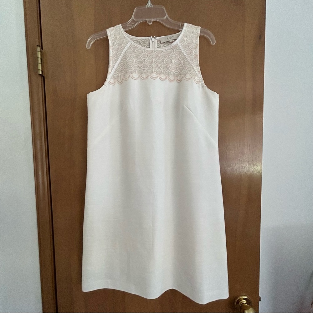 Ann Taylor Loft Scalloped Linen Shift Dress Size 10